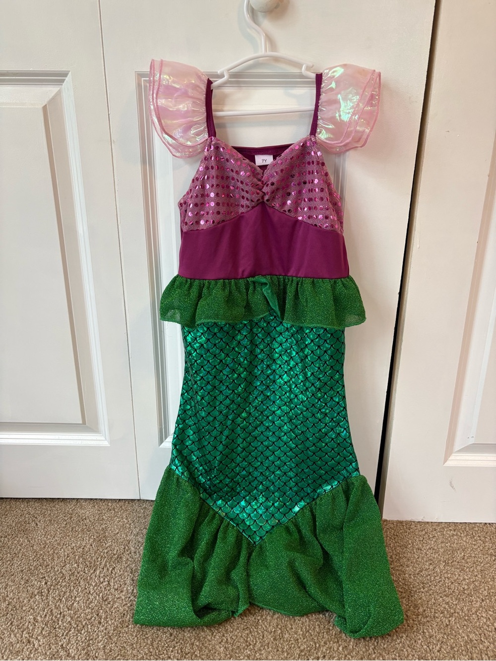 SHEIN Pink & Green Sparkle Mermaid Dress Costume